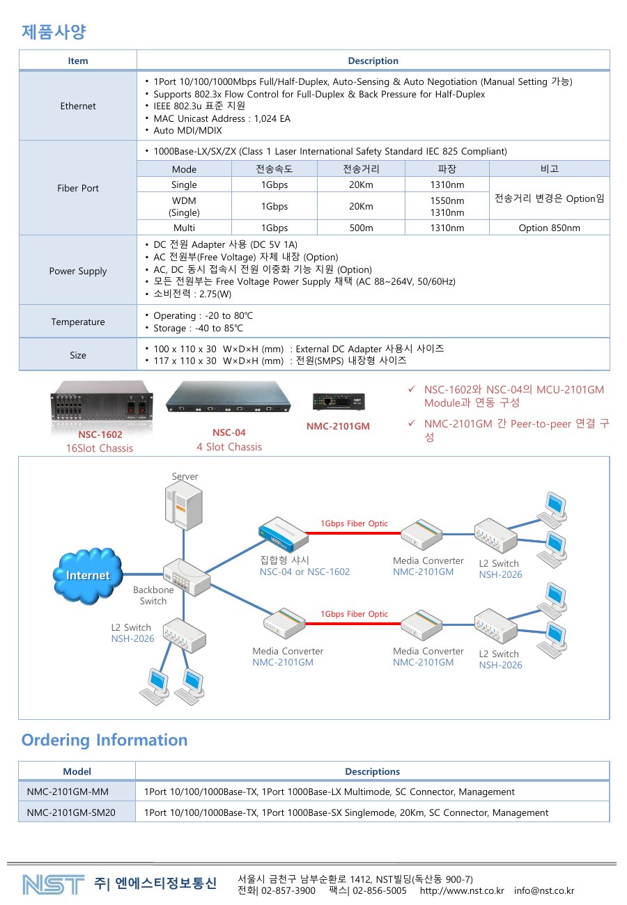 NST NMC-2101GM 관리형 1Gbps 광 미디어 컨버터 (UTP to 광) 상세 이미지 6